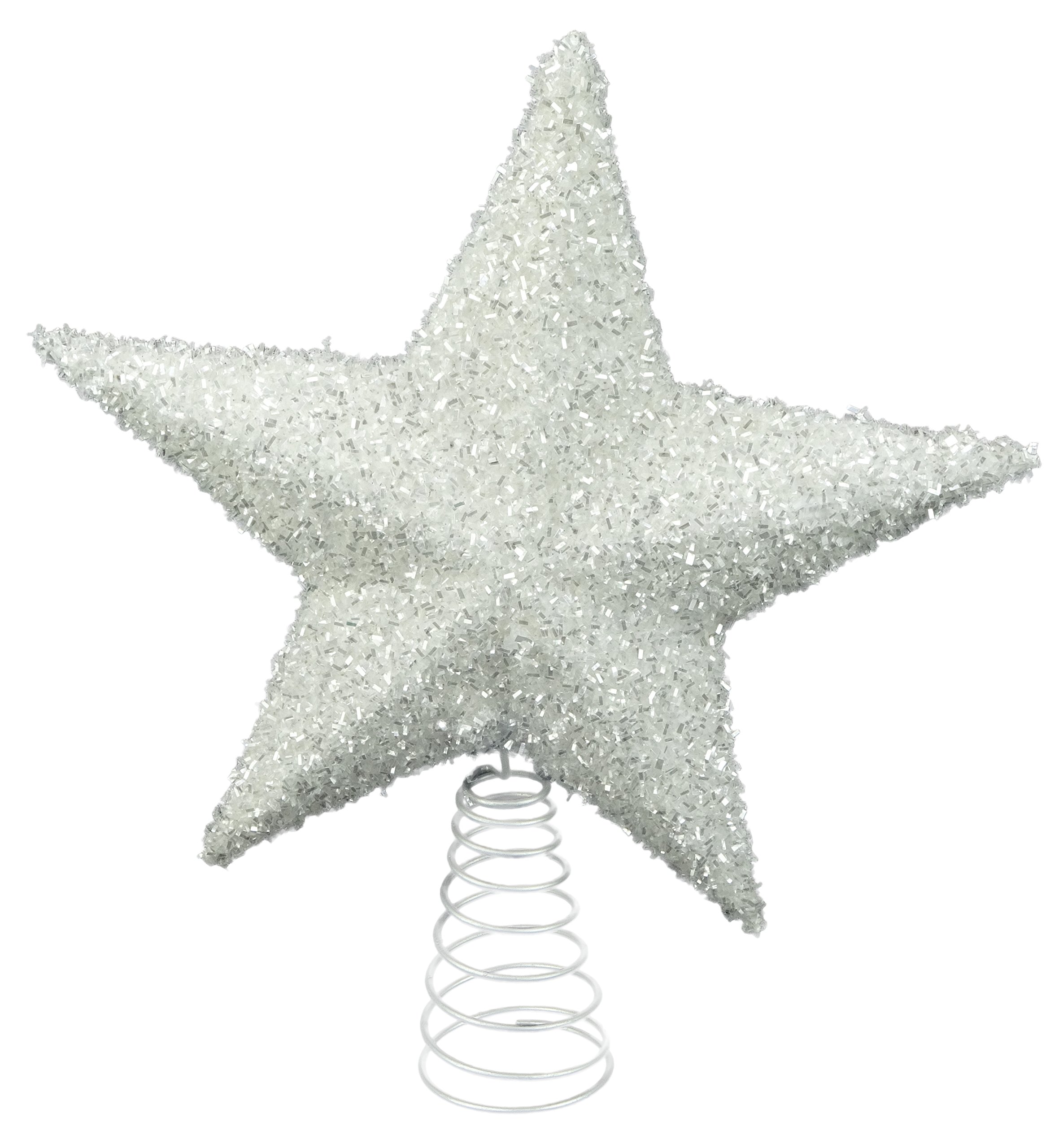 Toyland® 26cm Sparkly White Tree Top Star - Christmas Decorations - Christmas Tree Trims.