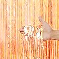 3 Pack Fringe Curtains Party Decorations,Tinsel Backdrop Curtains for Parties,Photo Booth Wedding Graduations Birthday Christmas Event Party Supplies (Transparent Orange)