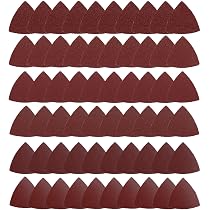 Lot De 60 Patins Ponçage Triangulaires – Grains 60 à 400 – Pour Outils Multifonctions – Avec 2 Plaques De Base