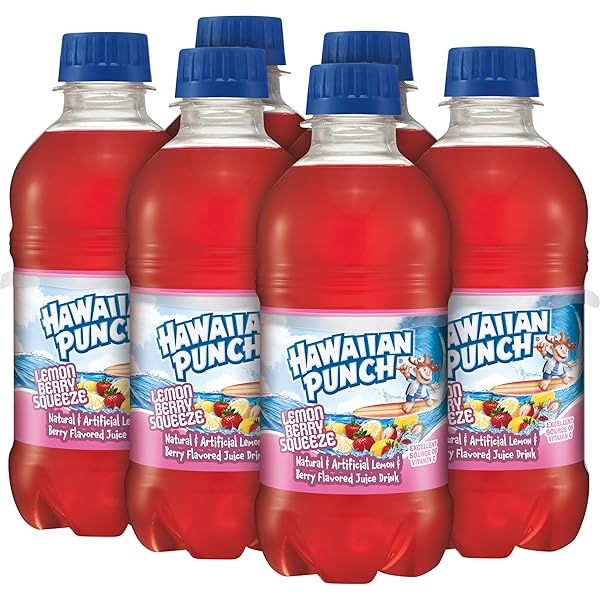 HAWAIIAN PUNCH LEMON BERRY SQUEEZE FRUIT JUICE DRINK, 10 FL OZ BOTTLES, 24 COUNT (4 PACKS OF 6), READY-TO-DRINK, ON-THE-GO, CAFFEINE-FREE, CARBONATION-FREE, GLUTEN-FREE, EXCELLENT SOURCE OF VITAMIN C