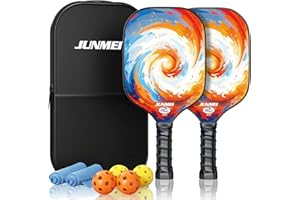 JUNMEI Pickleball Paddles,USAPA Approved Lightweight Fiberglass Pickleball Paddles Set of 2,Pickleball Rackets Set with Pickleball Paddle Bag and 4 Balls,Best Pickleball Gifts for Men Women