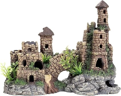 Aquarium Decorations Ancient Castle Ruin Ornament Hideout Fish