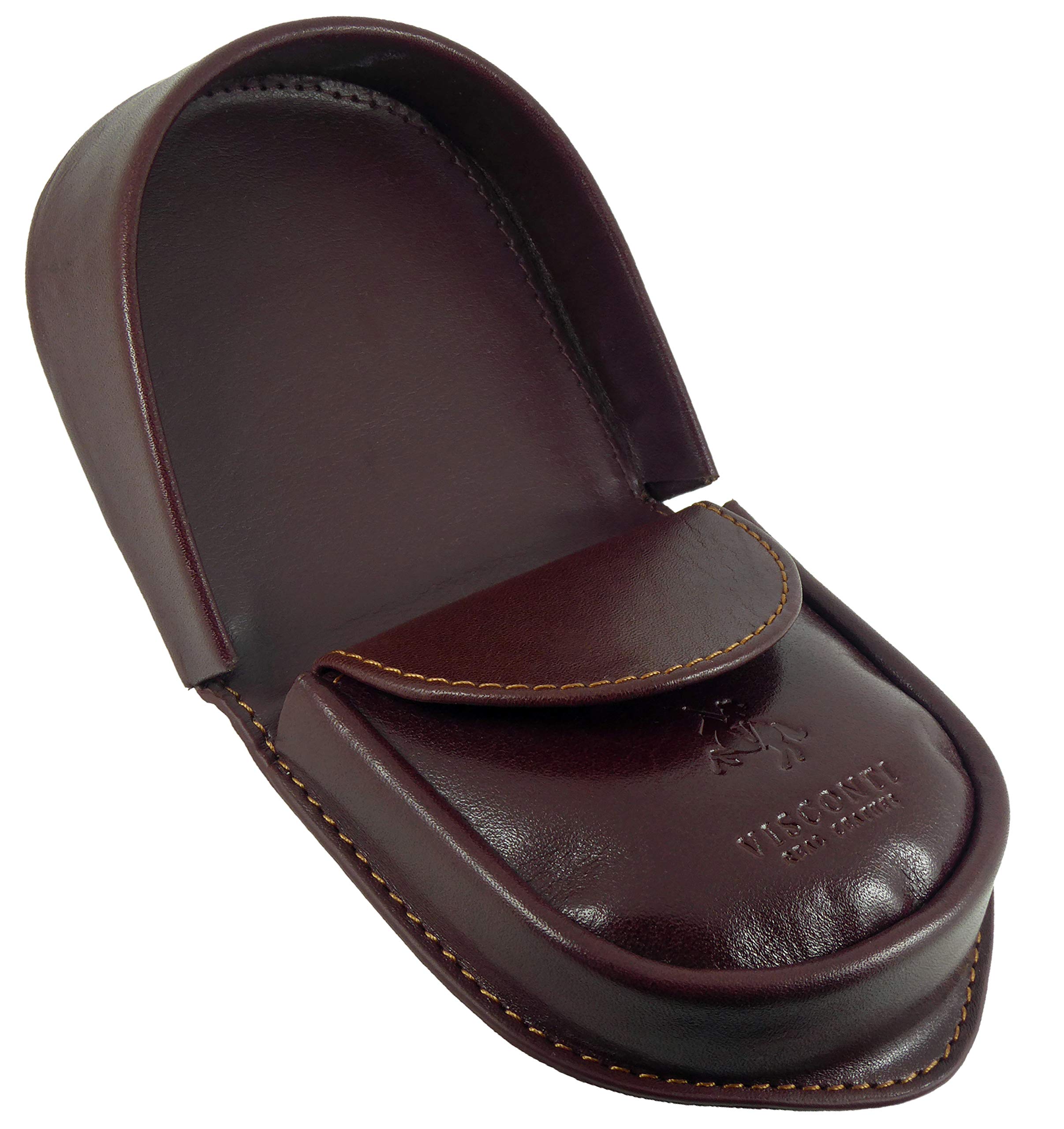 Hide and Sleek Mens Leather Horseshoe Coin Tray Purse Wallet (Italian Brown Boxed)