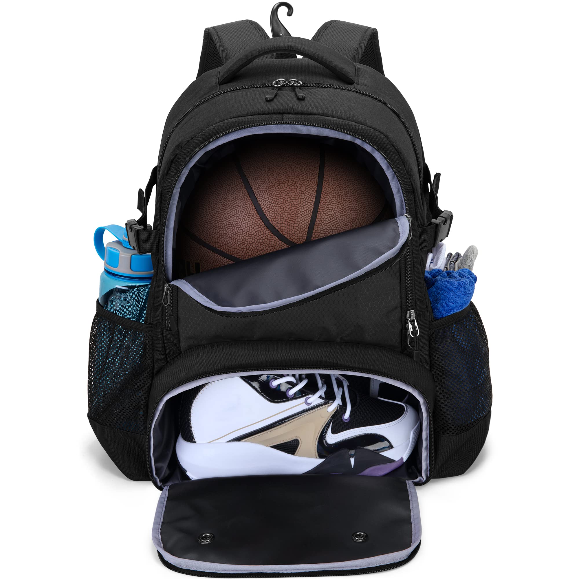DSLEAF Basketball Bag, Soccer Backpack with Ball Compartment and Shoe Compartment for Basketball, Soccer, Volleyball Sports