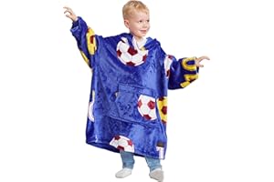 Catalonia Oversized Blanket Hoodie for Kids, Wearable Fleece Sweatshirt Pullover with Large Front Pocket, 4-12 Years Boy Girl