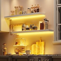 BAMEOS Floating Shelves with LED Lights, 31" White