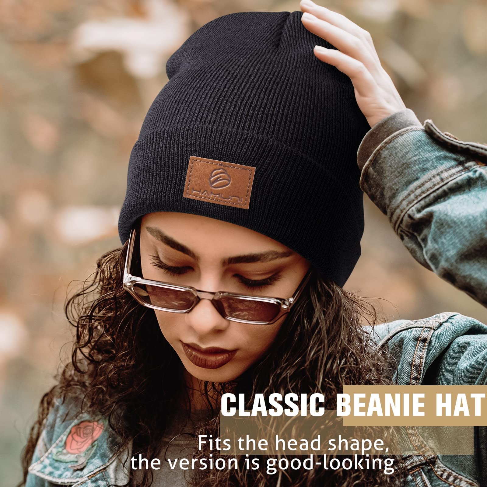 HAMUNI Beanie Mütze für Herren Damen, Klassische Wintermützen Bequem Atmungsaktiv Weich Acryl Beanie Hat Strickmütze Vintage Einfarbig Strick Bündchen Beanies Unisex 5