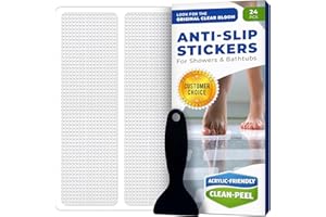 CLEAR BLOOM Anti Slip Shower Stickers 24 PCS, Invisible Non-Slip Shower Strips for Adults, Premium Adhesive Bath Tub Stickers (Clear)