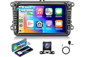[ 4G+64G] Car Stereo for VW Golf Polo Passat B6 B7 Jetta Caddy Seat Tiguan Touran Skoda with Wireless Carplay Android Auto, Driauto 8 Inch Double Din Touch Screen Radio with GPS WiFi Bluetooth FM/RDS