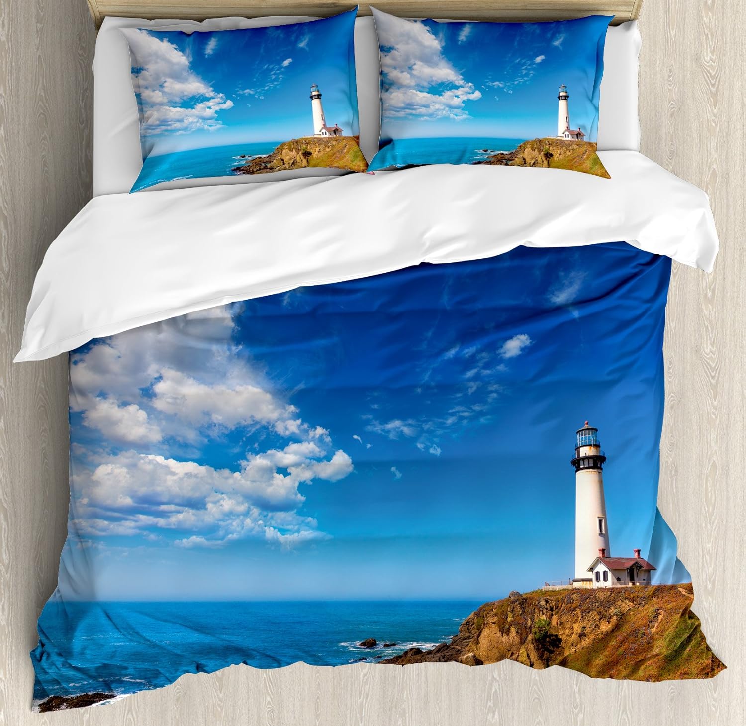 Ambesonne Lighthouse Decor Duvet Cover Set King Size