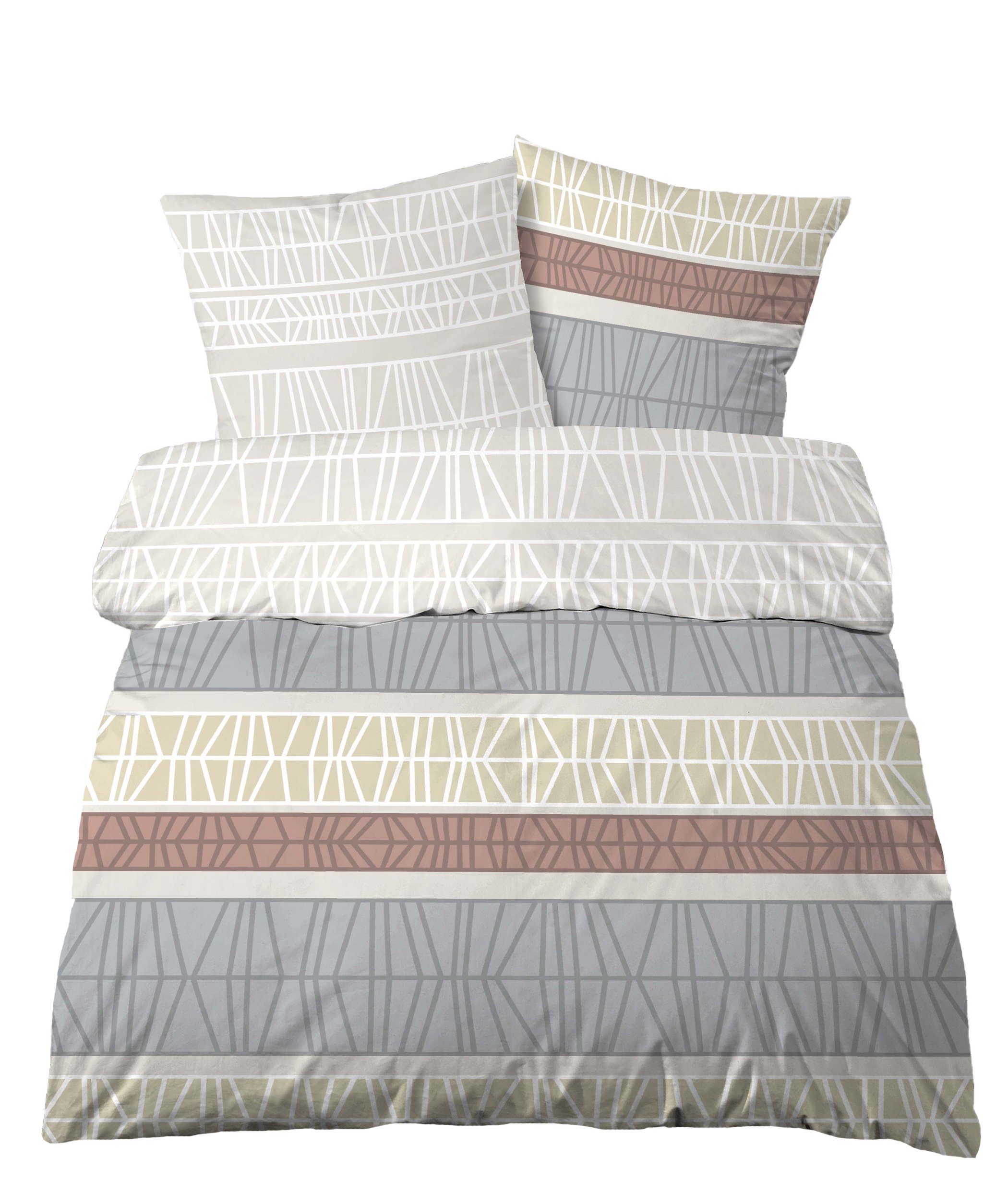Traumhaft schlafen - Castell – Markenbettwäsche 0036000 Flannelette Bed Linen Set with Pillowcase 1 x 155 x 220 cm and 1 x 80 cm Macchiato