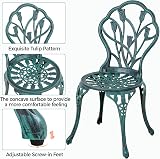 Yaheetech 3 Piece Patio Bistro Set Round Aluminum Table Two Chairs Green view 5