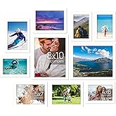 upsimples 10 Pack Picture Frames Collage Wall Decor for Mounting or Tabletop Display, Photo Gallery Frame Set for Family, Multi Sizes Including 8x10, 5x7, 4x6, White