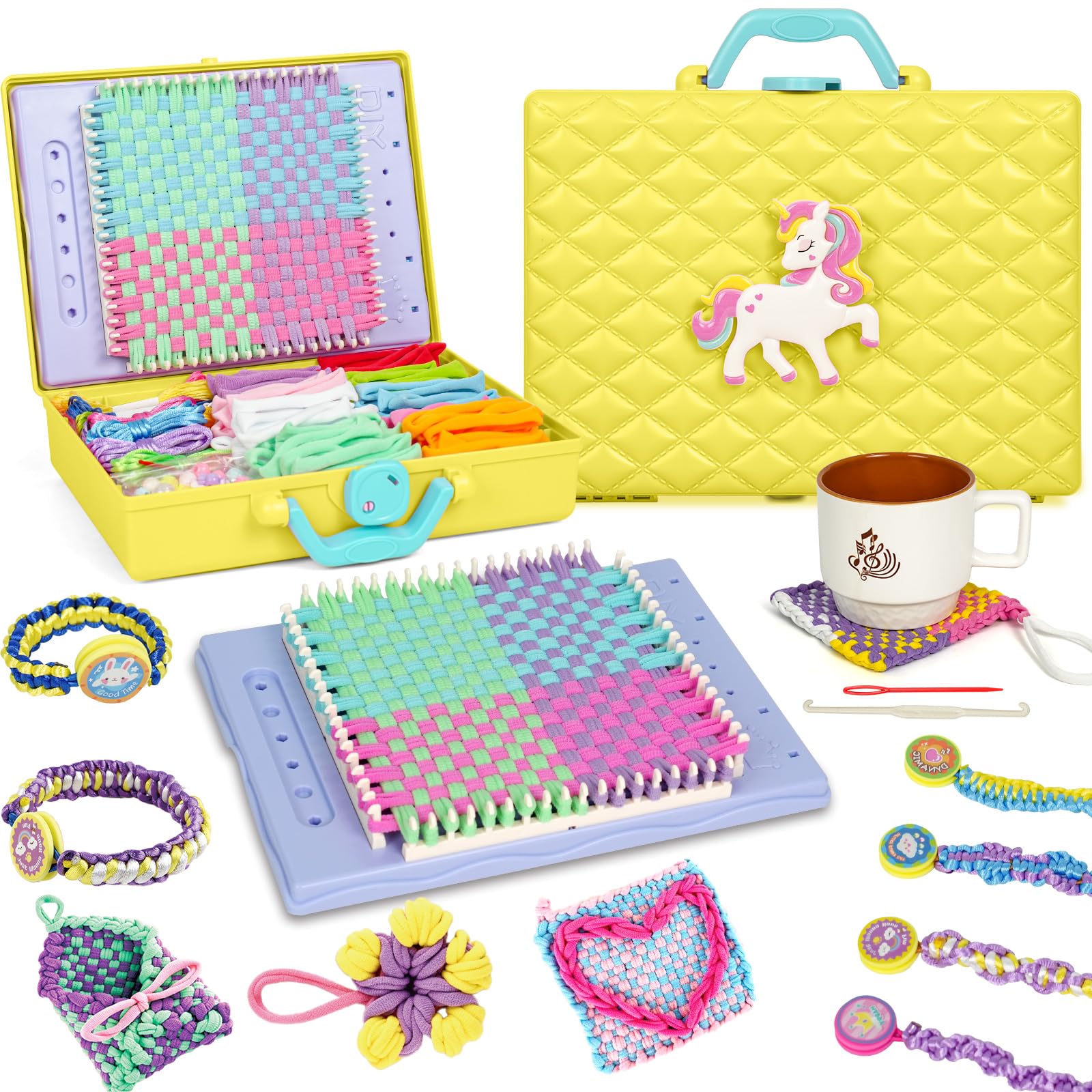 ZQIN Friendship Bracelet Making Kit for Girls 8+Quick Maker DIY Arts and Crafts Toys, Best Christmas & Birthday Gifts for 6-12 Year Old Girls (Yellow)