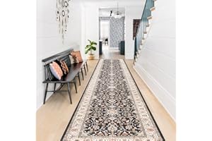 TOPRUUG Washable Runner Rug 2x12 - Hallway Runner Rug Kitchen Rugs and Mats Non Skid Washable Waterproof Carpet Runner for Living Room Bedroom Bathroom (Black, 2X12)