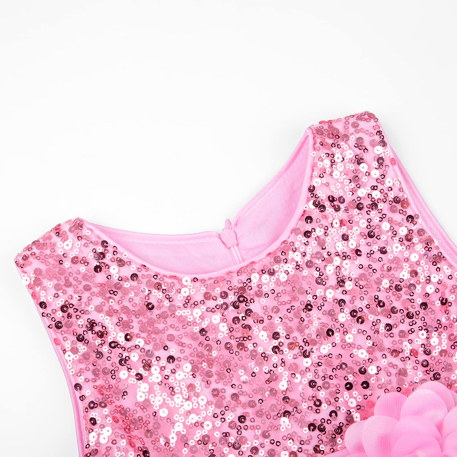 Uhnice Little Girl's Sequin Sleeveless Mesh Rainbow Dress for Wedding Party