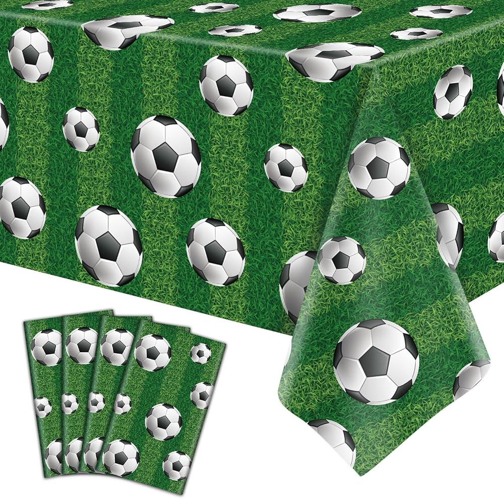 LKITMIUT Football Tablecloths 4 Pack 86x51 in Plastic Sports Cover