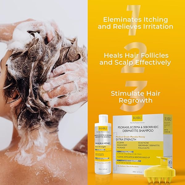 RIDA HAIR RESEARCH INSTITUTE PSORIASIS SHAMPOO FOR MEN & WOMEN | ITCHY SCALP TREATMENT WITH MANUKA HONEY | BEST FOR ECZEMA, SEBORRHEIC DERMATITIS, RINGWORM & FOLLICULITIS SCALP TREATMENT