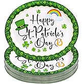 ceiba tree 30 Pack St. Patrick's Day Oval Plates Shamrock Paper Plates Disposable Tableware Party Supplies