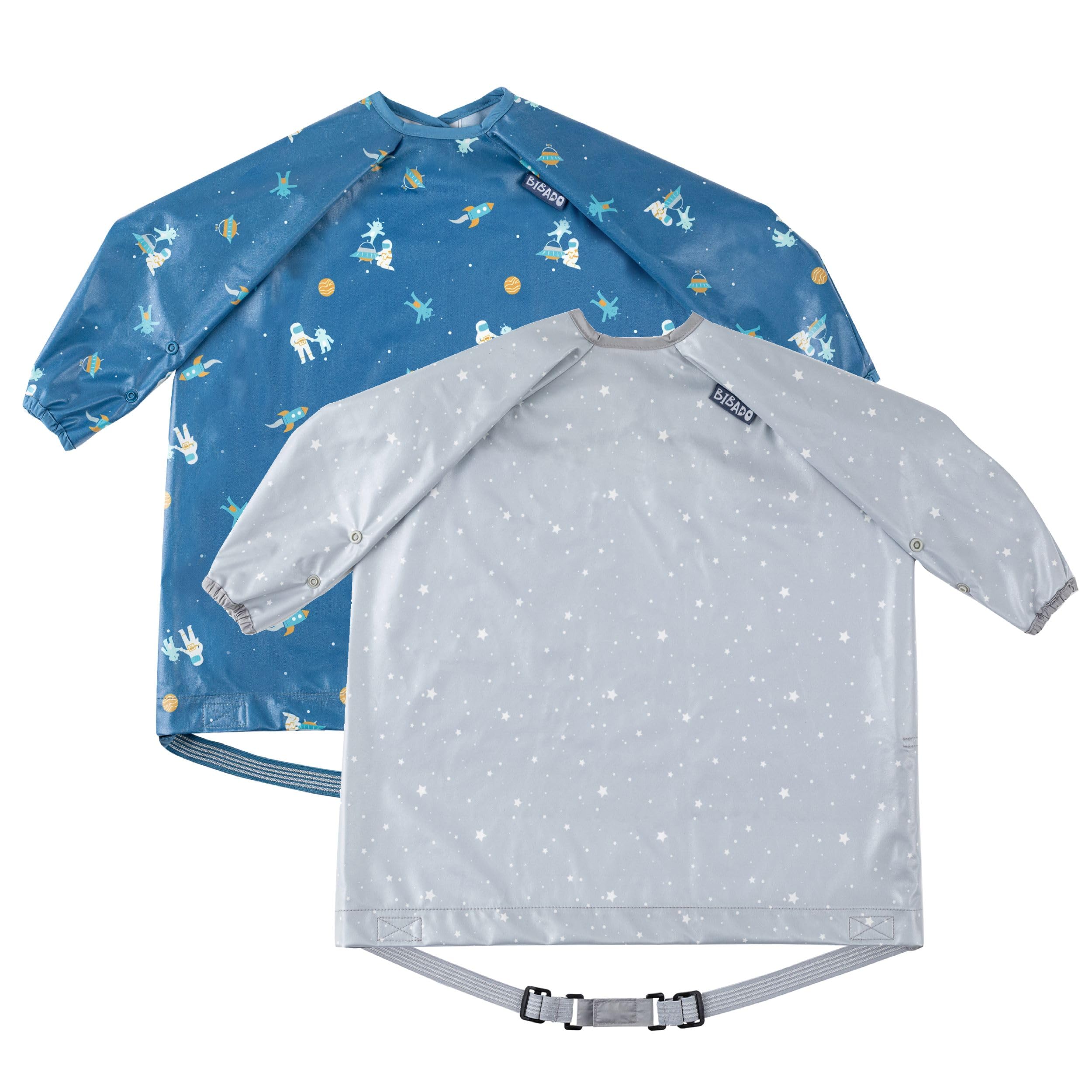 BIBaDO - Long Sleeve Baby Bibs - Babies & Toddlers 6-36 Months - Coverall Baby Weaning Bib - Easy Wipe Clean & Soft Fabric - Attach to Highchair & Tables - Waterproof - Machine Washable - Baby Gifts