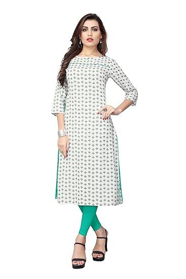 Navabi Export Womens Flex Cotton Printed White Color Kurti (VF-KU-196)
