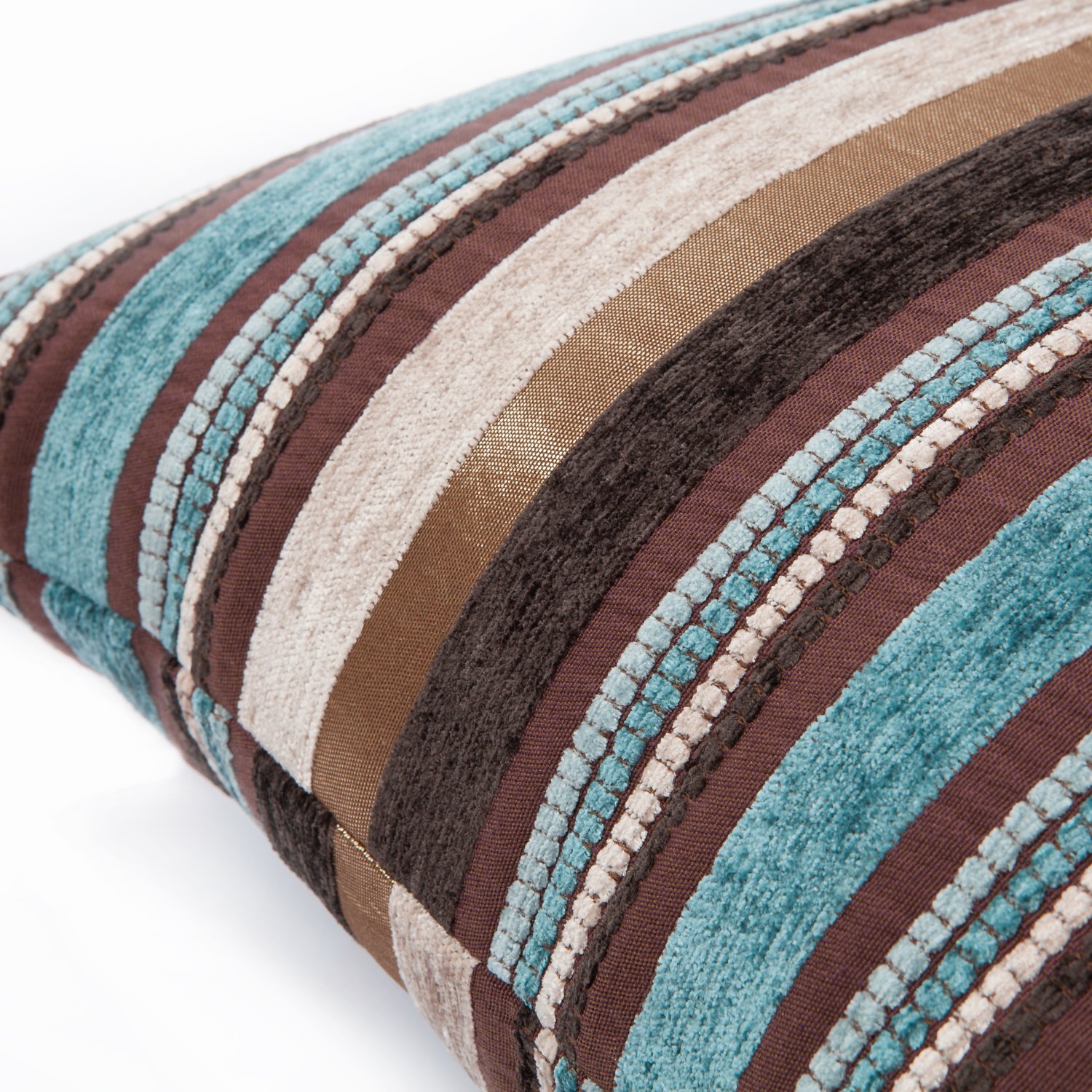 2 Packs Cushion Cover Throw Pillow Sham Chenille Pillow Case Blue Rainbow-Like Stripe Design Home Decor 18