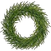 Hollyone 24" Real Touch Norfolk Pine Wreath for Front Door Large Artificial Winter Pine Plant Greenery Christmas Wreath for Front Door Window Walls Xmas Decor Indoor Outdoor Home Decoration