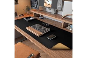 DAWNTREES Dual Sided Desk Mat,40"x16",PU Leather & Cork Desk Pad Protector,Large Mouse Pad and Keyboard Mat,Desk Writing Pad 