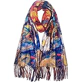 VIUJUH Soft Cashmere Feel Scarf Elegant Large Winter Warm Scarves Shawl Wrap Gifts Monet Klimt Van Gogh's Art Printed