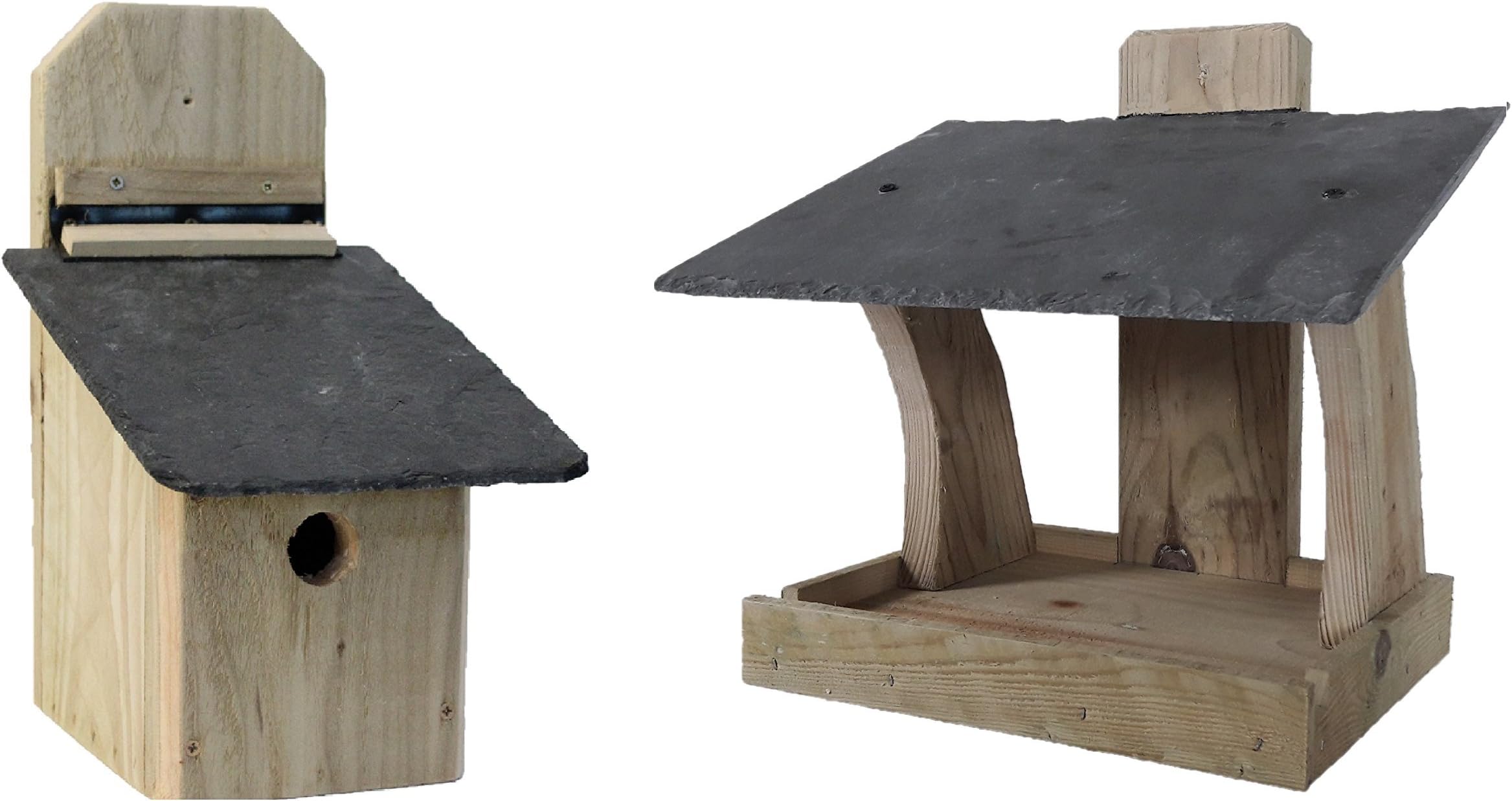 Blackdown Wood Crafts Quality Bird Feeding Table and Nesting box with NATURAL SLATE ROOF