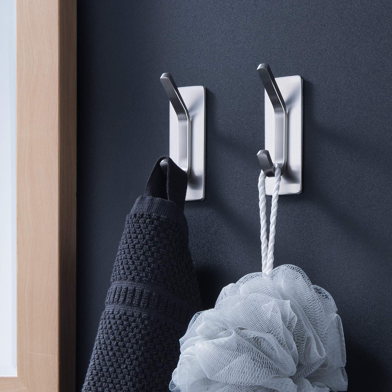 Ganci Adesivi Acciaio Inox ZUNTO - Set 4 Pezzi Per Bagno E Cucina Senza Fori - Foto 4