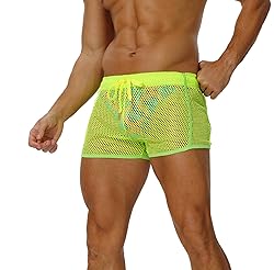 FIROTTII Mens Mesh Shorts Sexy Boxers See Through