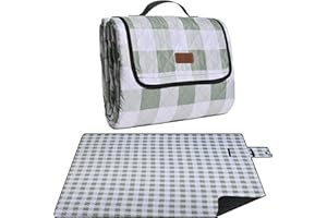 ALLBFENG Extra Large Picnic Blanket 80''x 60'' Picnic Mat Waterproof Sand Proof Foldable for Beach, 5-Layer Outdoor Blanket for 6 to 8 Adults,Camping Lawn Hiking Travel Park Music Festival Wedding Mats(Green)