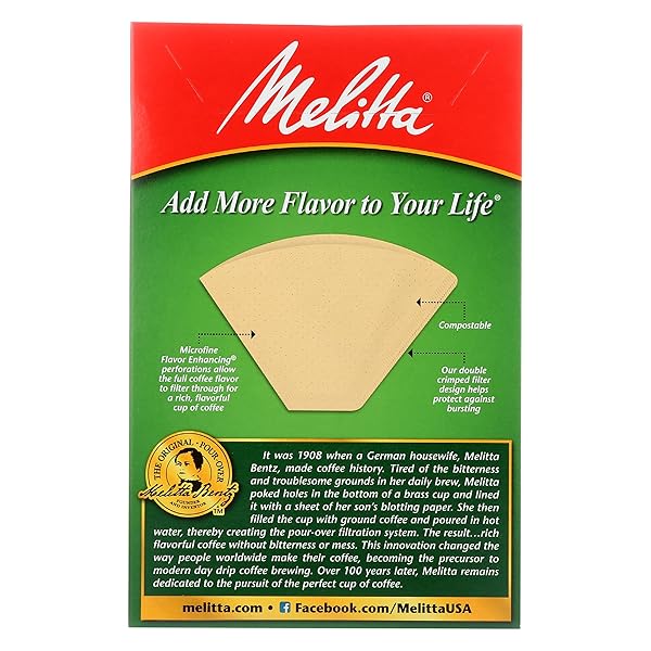 MELITTA #4 CONE COFFEE FILTERS, UNBLEACHED NATURAL BROWN, 100 TOTAL FILTERS COUNT