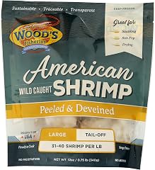 Woods Fisheries Raw Peeled & Deveined White Shrimp 31-40 Count, 12 OZ