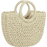 Womens Large Straw Beach Bag Woven Tote Bag Top Handle Handbag Purse for Summer