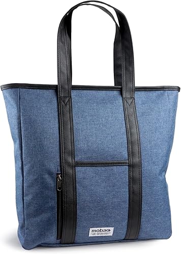 Amazon Mobac トートバッグ バッグ メンズ レディース 大容量 デニム ファスナー ポケット ノートpc タブレット カメラ カジュアル トラベル ハイキング 旅行 1泊 収納 お出掛け オシャレ ネイビー Mobac モバック トートバッグ