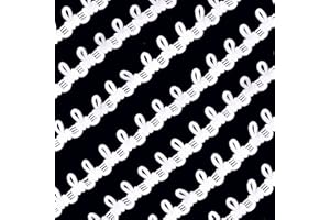 IDONGCAI Petite Braid Trim with Elastic Button Loop - 6 Yards Buttonhole Ribbon Corset Braid, Stretch Lace Cord for Sewing, Wedding Dresses, Bridal Gowns, DIY Crafts (White)