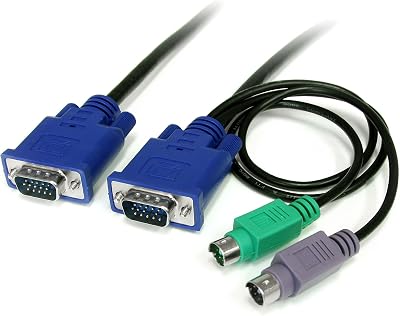 StarTech.com 3-in-1 PS2 VGA KVM Cable 6ft SVECON6 Keyboard Mouse Monitor