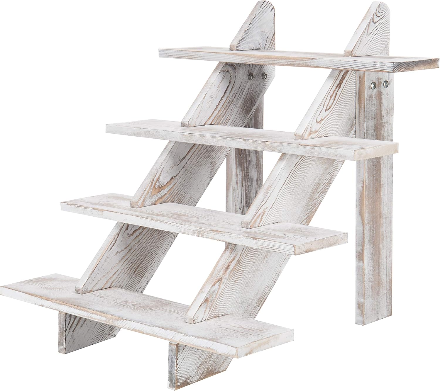 MyGift  Whitewashed Wood Stair Shelf 