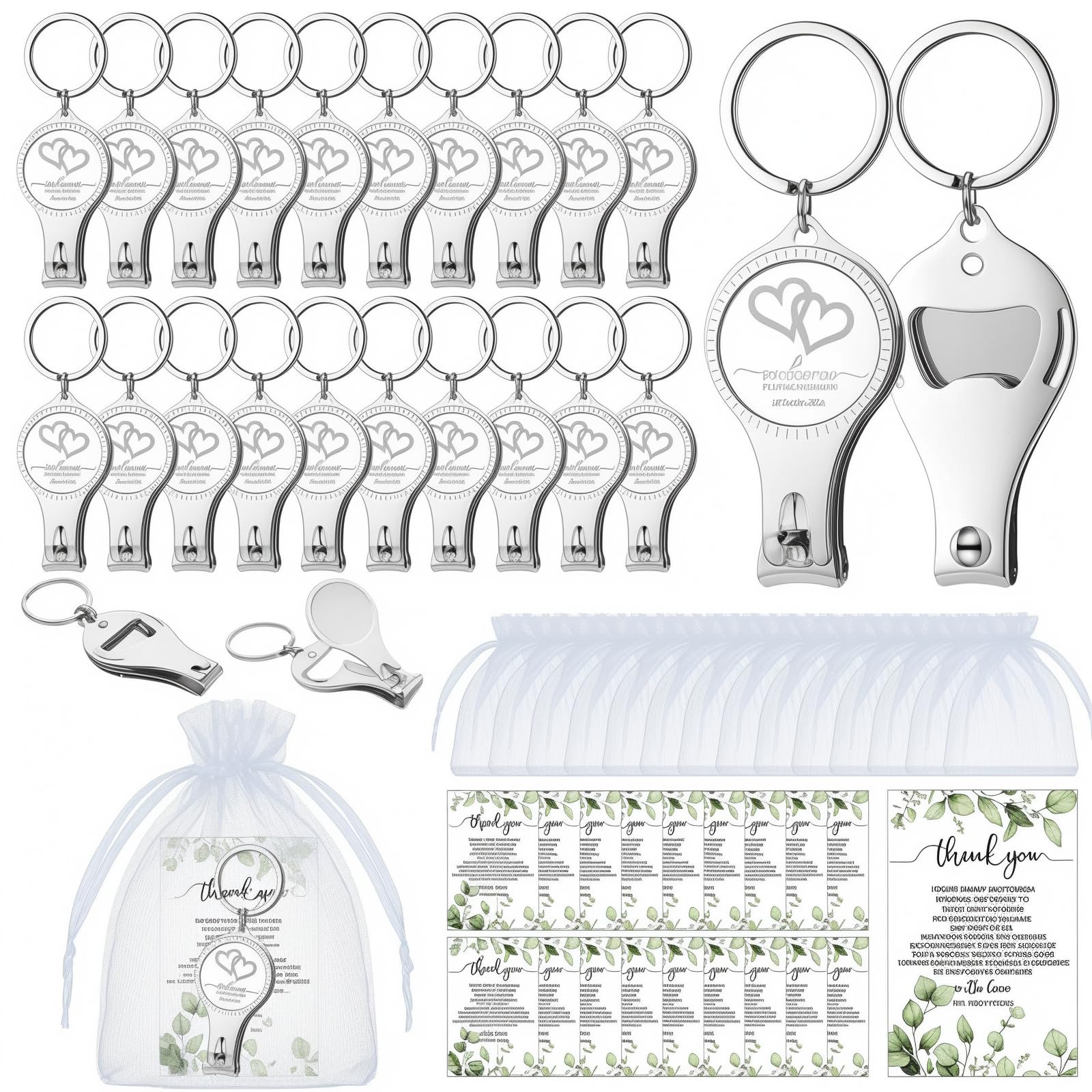 Photo 1 of ZILAMGOO 50 Sets Heart Shaped Multi-Functional Bottle Opener Nail Clippers with Thank You Cards, Guest's Favorite Wedding Items, Suitable for Wedding Favors, Party Favors, Souvenirs