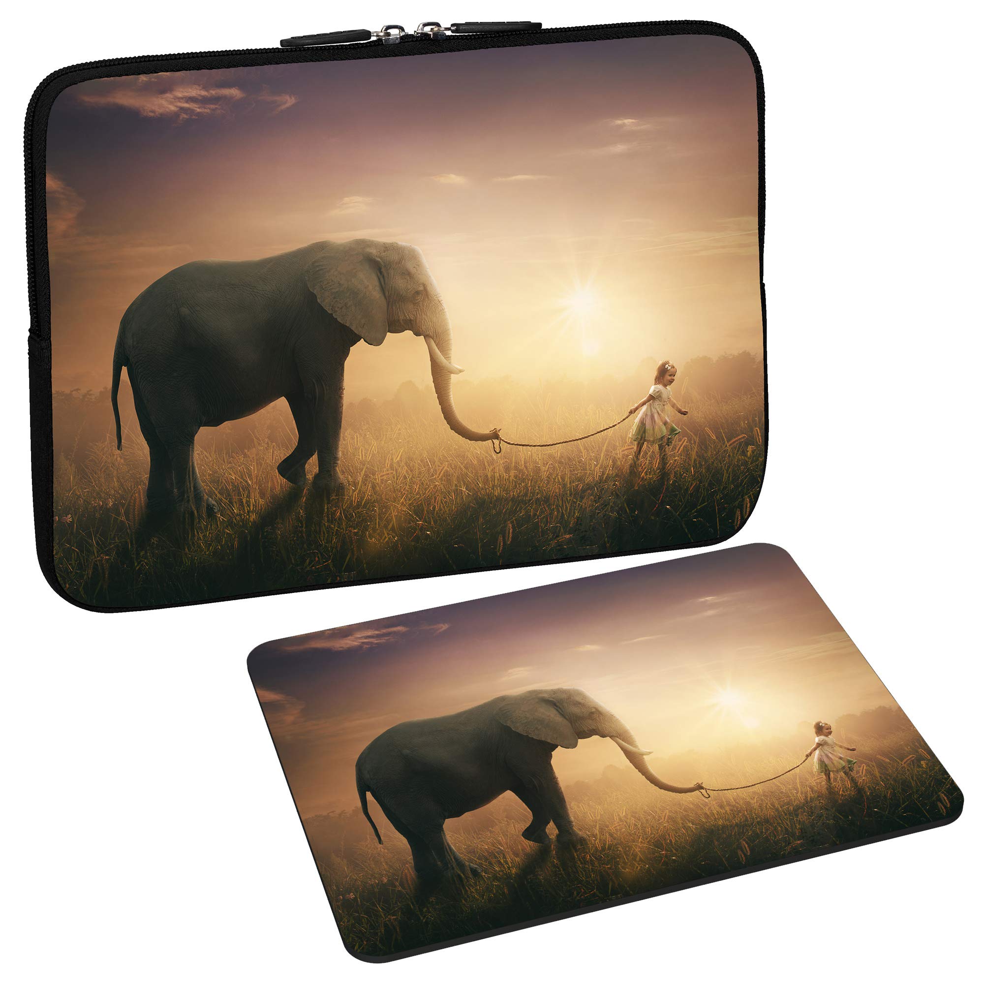 PEDEA Design Protective Case for Laptops up to 13.3 Inches with Mouse Mat Elephant Design