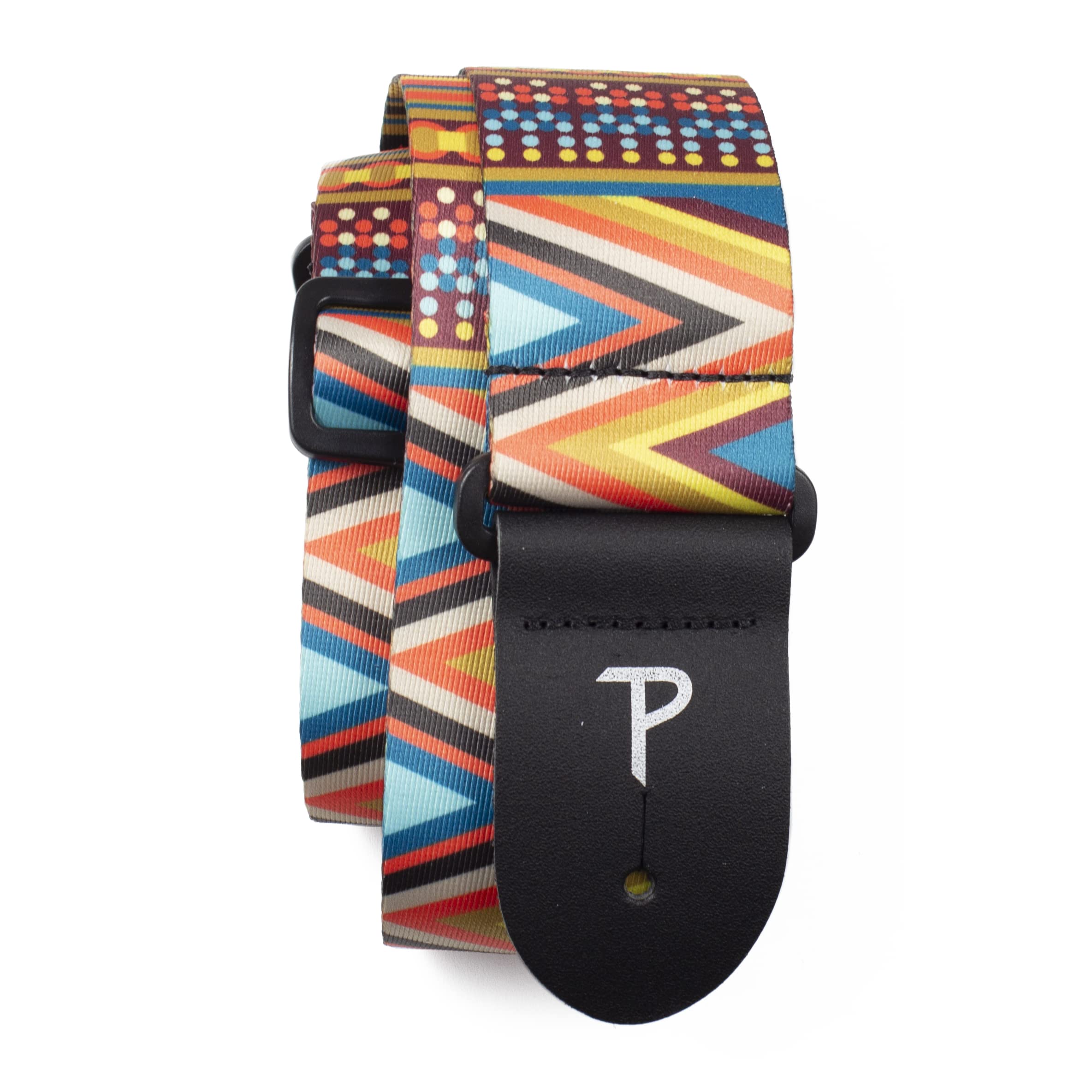 Perri's Leathers Ltd- Guitar Strap- Aztec Design - Adjustable - For Acoustic/Bass/Electric Guitars - Made in Canada (LPCP-7305)