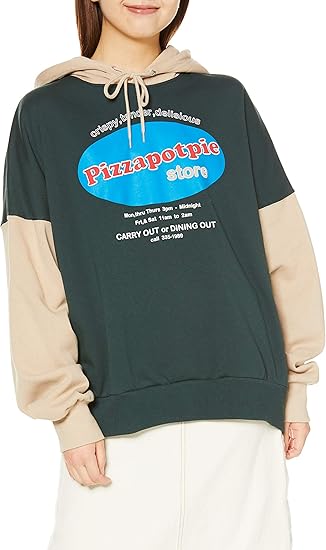 Amazon ウィゴー Pizzapotpieカラー パーカ パーカー スウェット トレーナー レディース F グリーン トレーナー パーカー 通販