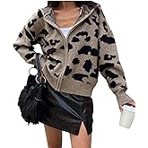 SOLY HUX Zip Up Cardigan for Women Hooded Cardigan Sweater Knitted Drop Shoulder Fall Clothes Winter Hoodies Outerwear