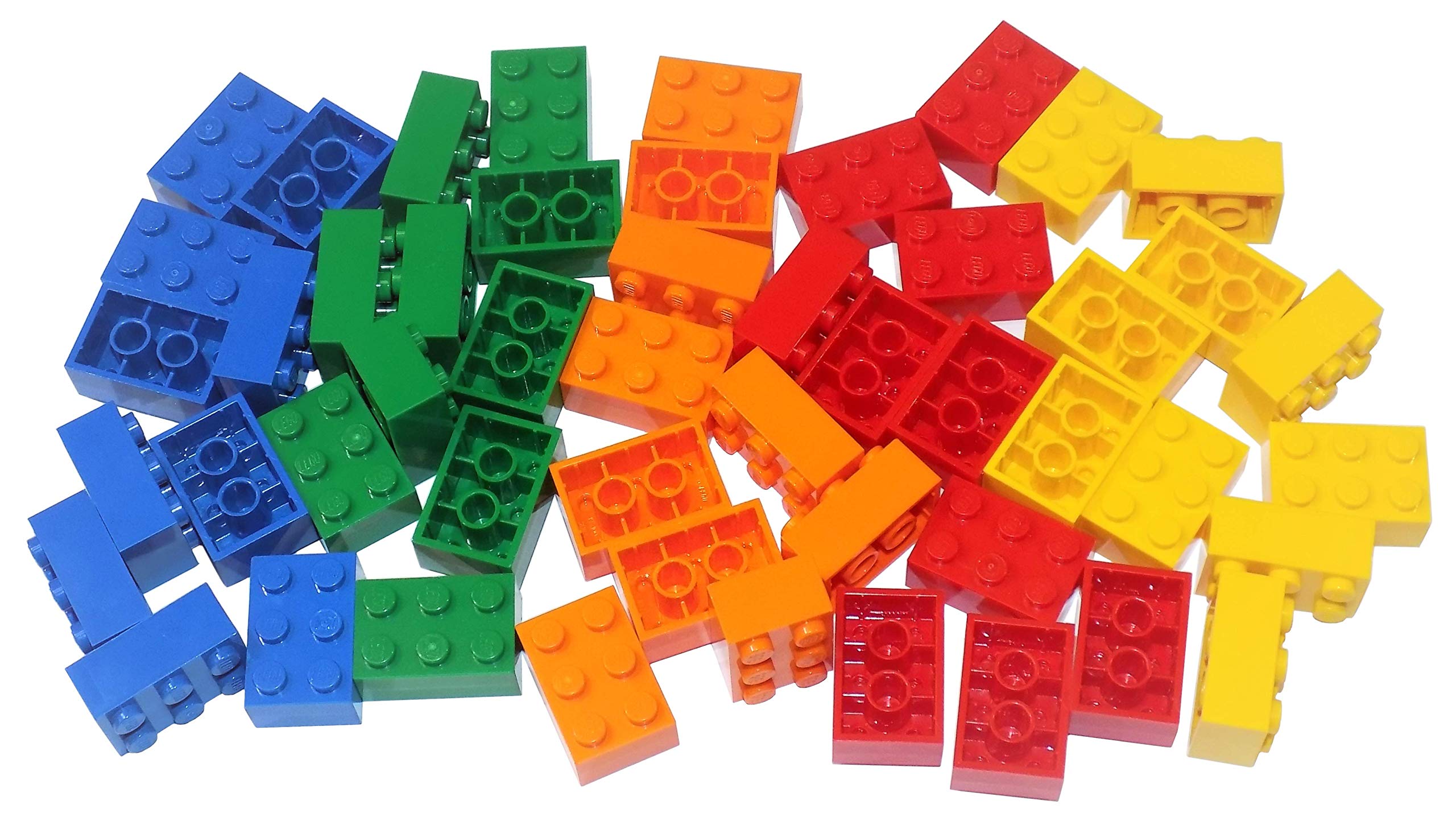 LEGO Parts and Pieces: Assorted 2x3 Bricks (Blue, Green, Orange, Red, Yellow) - 50 Pieces