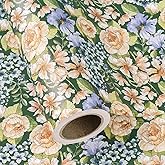 WRAPAHOLIC Kraft Floral Wrapping Paper Roll - Mini Roll - 17 Inch x 16.5 Feet - Vintage Flower Wrapping Paper Perfect for Wedding, Birthday, Bridal Shower, Tea Party