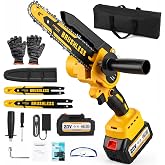 Vetoper Mini Chainsaw Cordless, 8 Inch &amp; 6 Inch Electric Handheld Power Saw | 4000mAh Battery, Powerful Motor, Auto Oiler, Efficient Cutting for Wood, Tree Trimming and Yard Care, Great Gift for Men