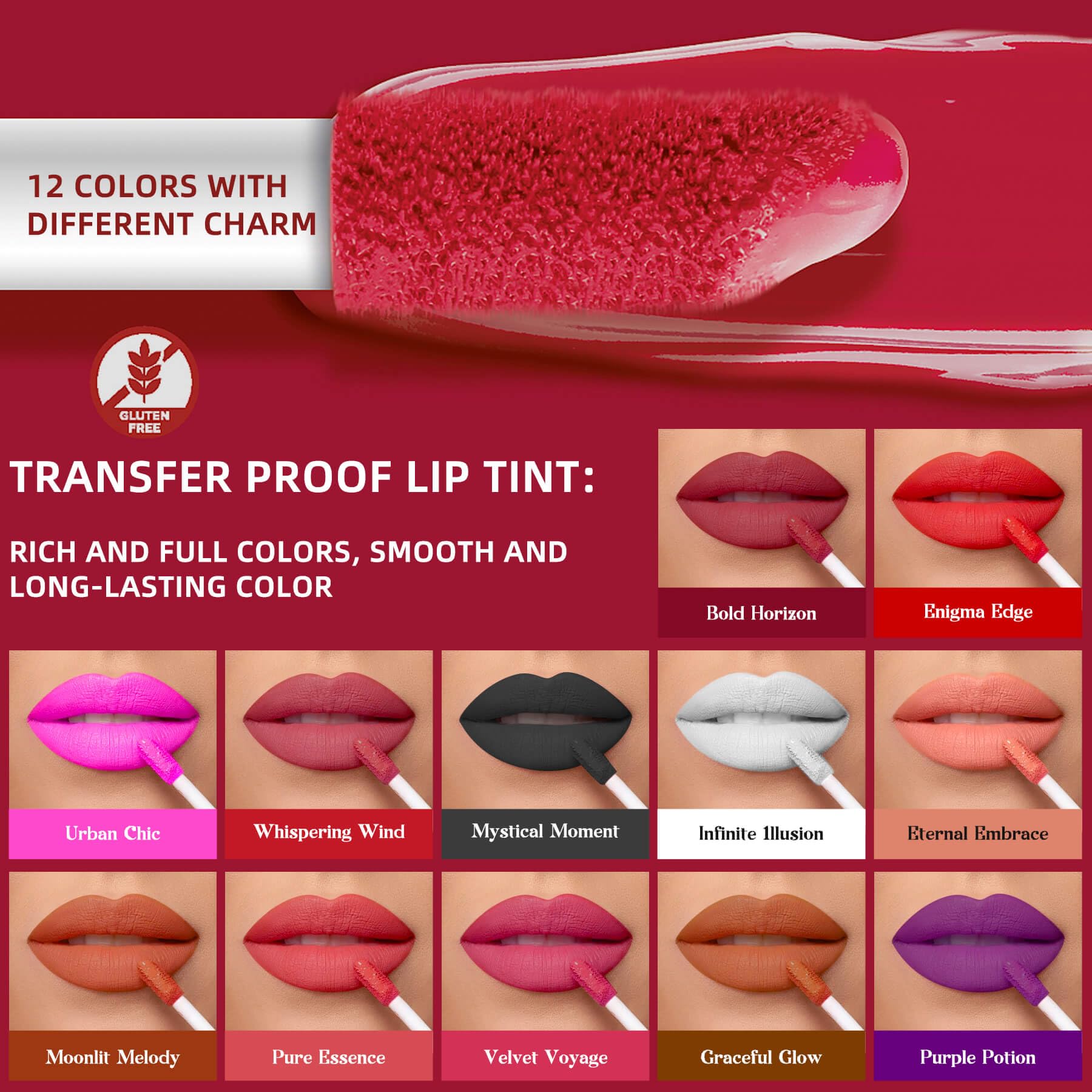 Black Matte Liquid Lipstick - Long Lasting, Smudge Proof, Transfer Resistant Lip Color, Waterproof, Non-Transfer Formula (Mystical Moment)