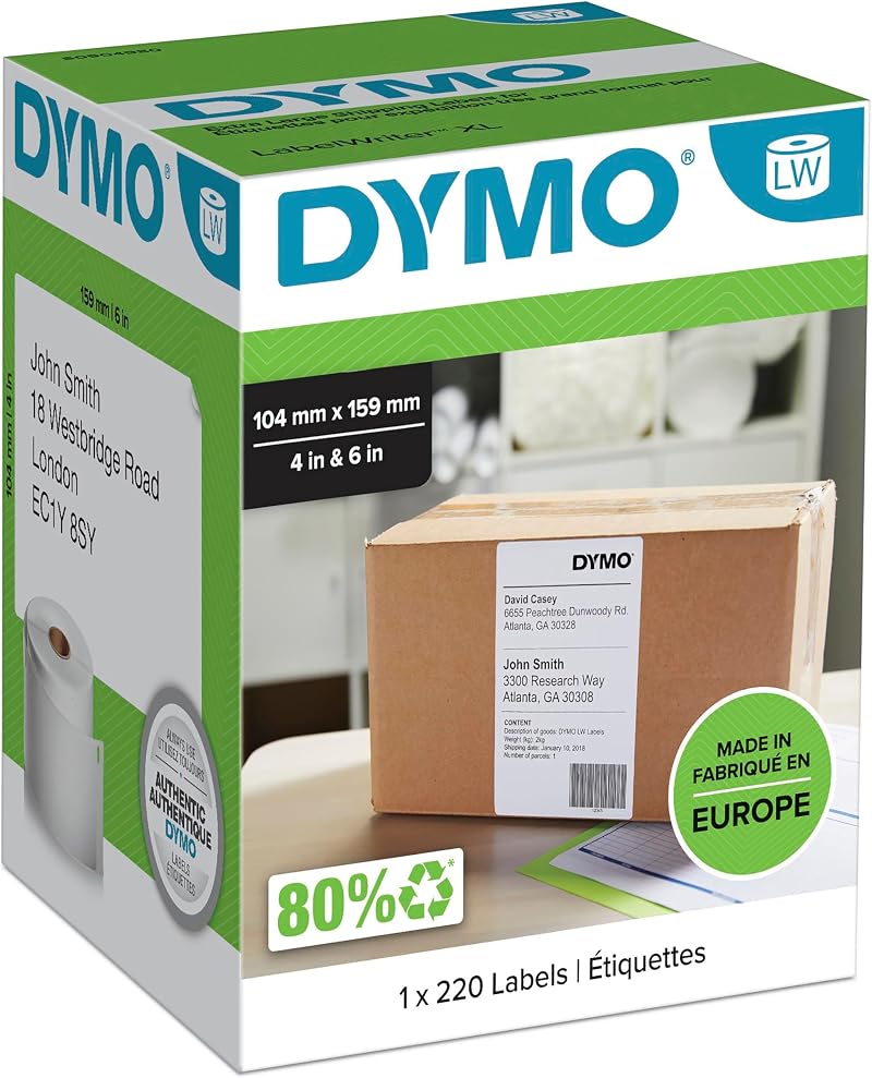 DYMO LabelWriter Extra Large Shipping Labels 104x159 mm Roll of 220